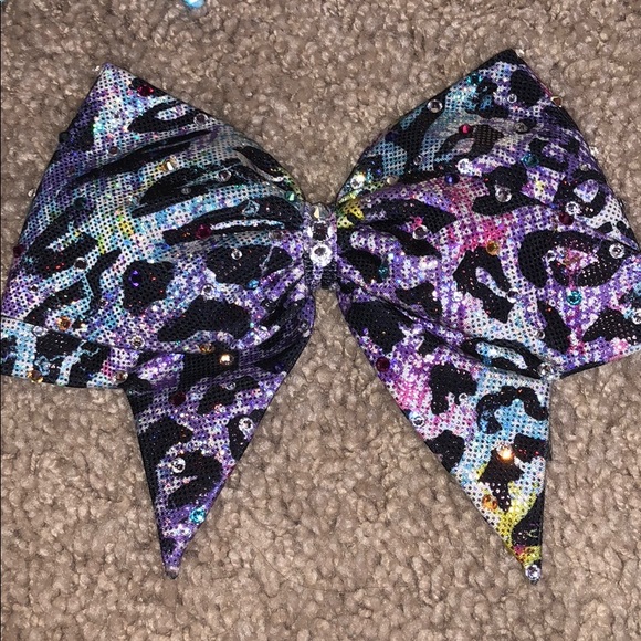 Rainbow cheetah print cheer bow - Picture 1 of 1